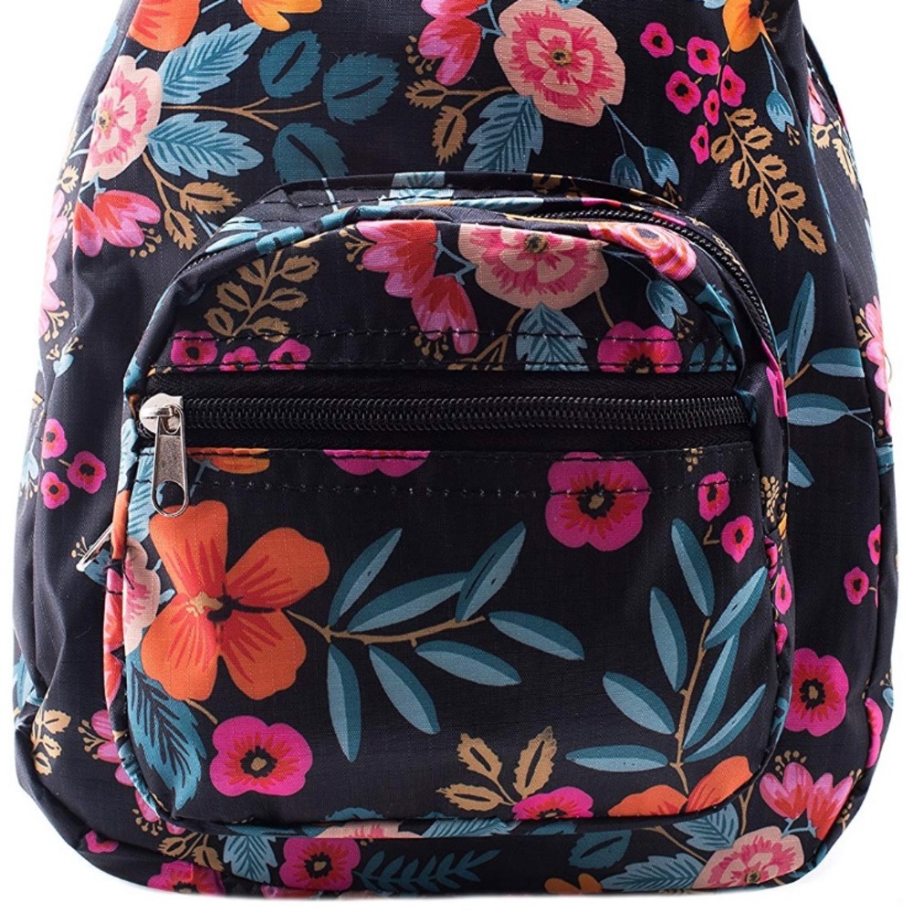 Blue floral print mini backpack - Picture 3 of 5